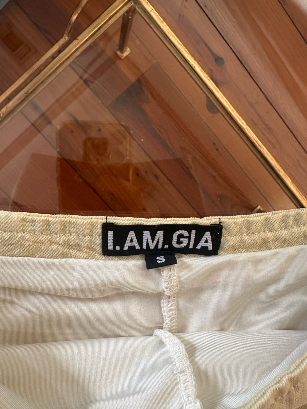I.AM.GIA Beige Mini Skirt with Branded Waist Tag - Picture 2 of 3
